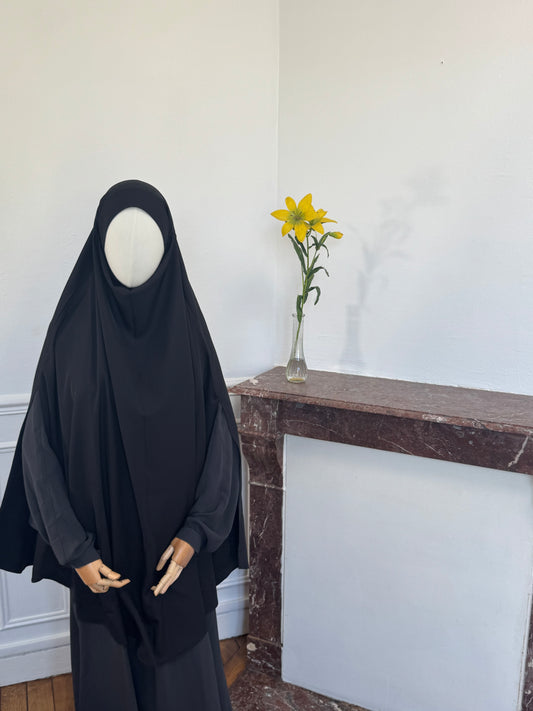 Le khimar - Khimar à fentes en satin intégré